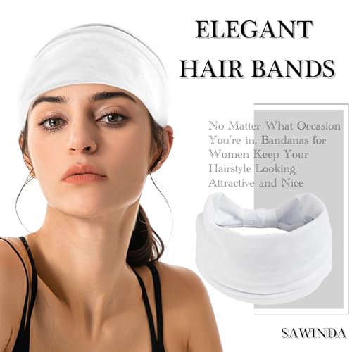 Wide Headbands for Women Black Stylish Head Wraps Boho Extra Large Hairbands Yoga Sport Workout Head Wraps Hair Twisted Knot Accessories for Women and Girls - color: Black&White&Brown
