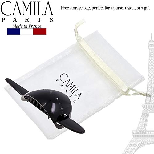 Camila Paris CP2644 French Hair Barrette with Stick, Hair Ponytail Holders, Amber, Slide Hair Pins for Buns Chignon, Strong Hold Hair Bun Clip, No Slip Hair Accessories for Women, Made in France - color: Black