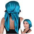100% Mulberry Silk Head Scarf Large 36" - 19 Momme Women's Hair Wrap for Sleeping, Reduce Frizz & Damage, Natural Soft Silk - color: Marina Blue
