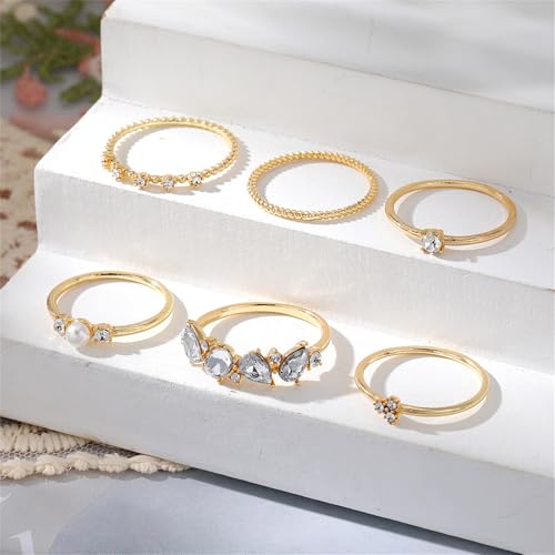 Knuckle Rings Set for Women,Simple Dainty Stackable Finger Ring Pack Minimalist Cute Butterfly Moon Heart Rings Boho Statement Jewelry Size Mixed - style: Style-E