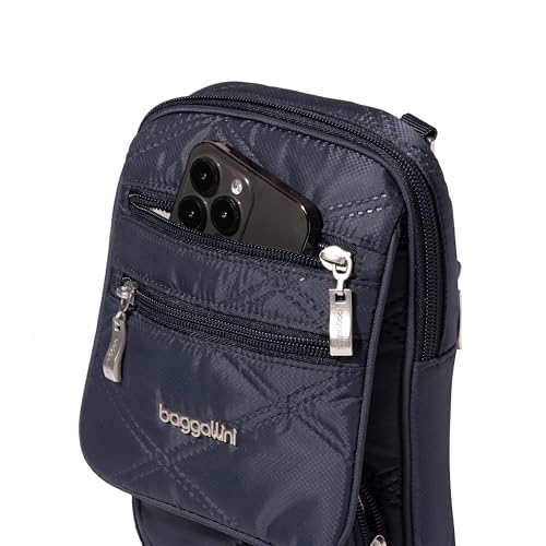 Baggallini Journey Crossbody Bags for Women 9x6 Small Lightweight Travel Handbag W/RFID - color: French Navy Quilt