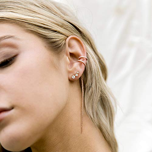 PAVOI 14K Gold Plated Cubic Zirconia Ear Crawler Earrings - Faux Diamond Ear Climber Fashion Earrings for Women - style: Mini