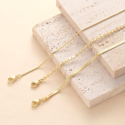 DEARMAY Sterling Silver Plated Bracelets Set for Women Waterproof, Non Tarnish Sterling Silver Link Chain Bracelets Pack Dainty, Fashion Jewelry Gifts for Everyday Comfortable - color: 3Pcs Silver Bracelet B