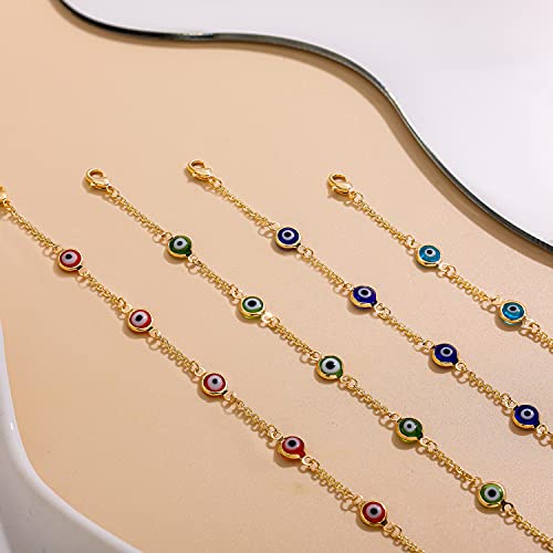 SLOONG Evil Eye Beaded Anklet Bracelets for Women, 14K Gold Plated Ankle Bracelet Jewelry Beach Beads Anklet Set Ankle Bracelets for Women - color: Dark Blue