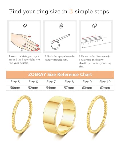 ZOERAY Gold Stackable Rings for Oura Ring Gen 4/Oura Ring Gen 3 Chunky 14K Gold Plated Rings for Women Non Tarnish Cubic Zirconia Twist Thumb Silver Ring Set Gold Band Jewelry for Women Size 6-10 - color: B.Gold Twist Rings