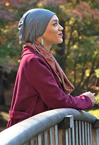 Hats Scarves & More Bamboo Slouchy Beanie for Women Chemo Headwear Moisture Wicking Cancer Turban Head Wrap Snood - color: Dark Grey
