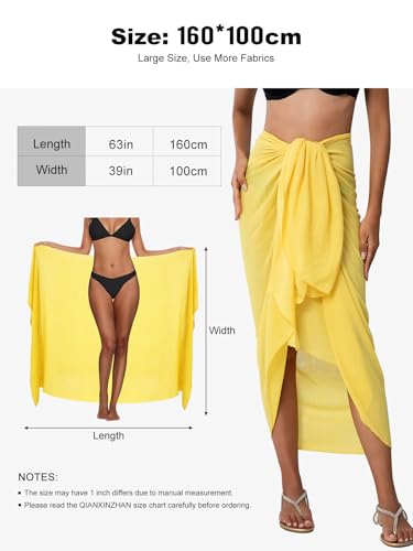 QIANXIZHAN Women's Swimsuit Cover Up,Beach Sarong Wrap Bottom Coverup for Women Short Skirt - color: 1yellow