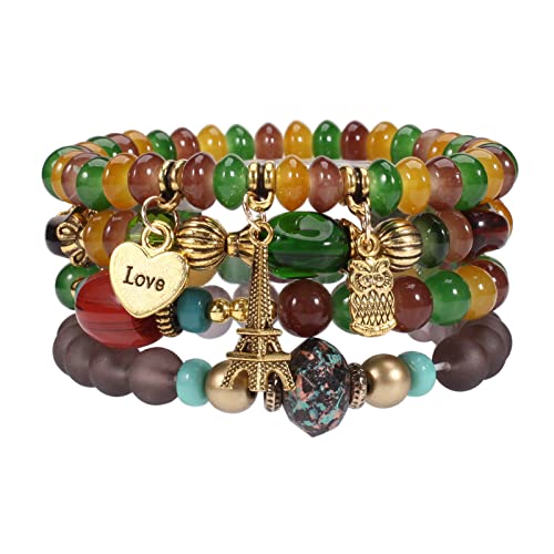Bracelets Bohe Multilayer Chain Tassel Stackable Charm Stretch Statement Bracelet Set - color: Color3
