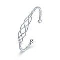 Sterling Silver Adjustable Wire Bracelet Fashion Bangle Cuff Bracelet with Specail Follower Mesh Pattern Designed For Women Adults