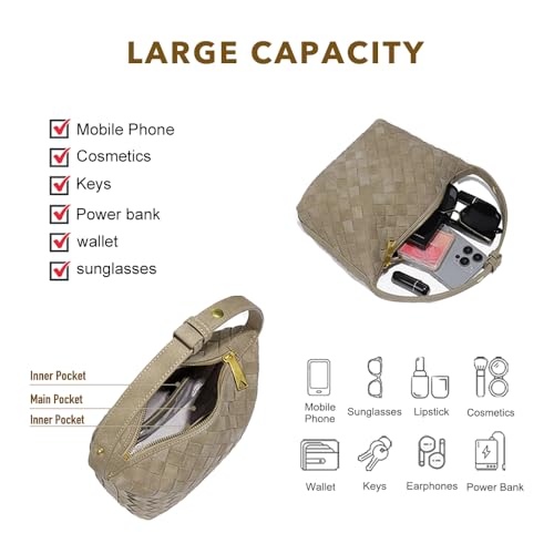 Luxurious Suede Slouch Hobo Bag for Women Woven Leather Shoulder Bags Top-Handle Purses