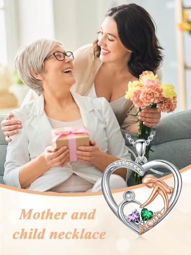 Mom Birthday Gift, Mom Necklace Birthstone Necklace, Anniversary Jewelry Valentine Mothers Day Christmas Birthday Gifts for Mom Women Her Wife Daughter - style: 02-05-Feb-May Birthstone