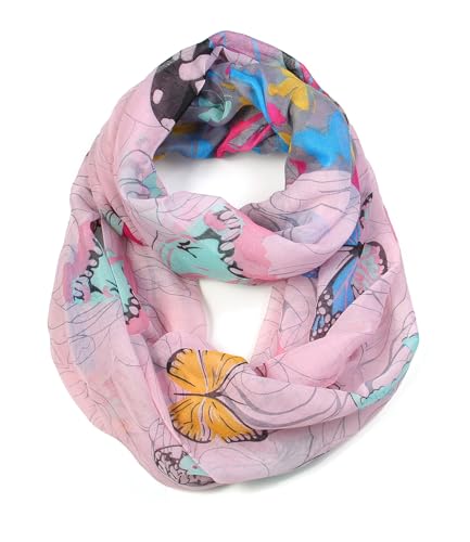 Scarfand's Romantic Rose Prints & Floral Patterns Lightweight Infinity Fashion Scarves Wraps - color: Butterfly Pink