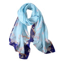 Xyueanlo Women's Chiffon Scarf Lightweight Scarves Fashion Elegant Floral Print Scarfs Shawls - color: Plum Blossom Light Blue