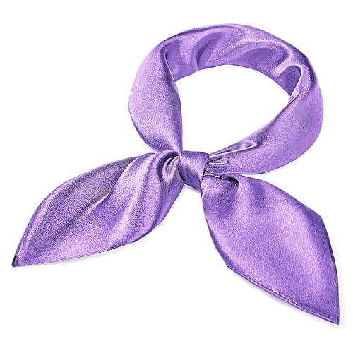 American Trends Women Silk Feeling Scarf Satin Head Scarves Square Wrap Neck Scarf Lightweight Silk Like Bandana - color: Purple
