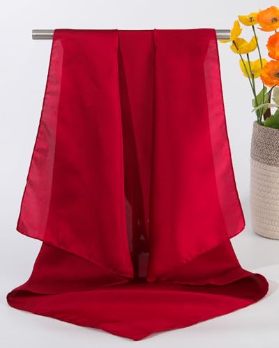 AWAYTR 27.5” Square Satin Head Scarf Hair Scarf for Women's Hair Silk Bandana for Women Silk Head Wrap for Sleeping - color: Burgundy