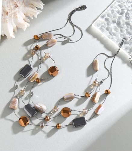 FULU AUTUMN Beaded Statement Necklaces for Women Shell Bead Chunky Collar Necklace Summer Layer boho Costume Jewelry for Her - color: Brown