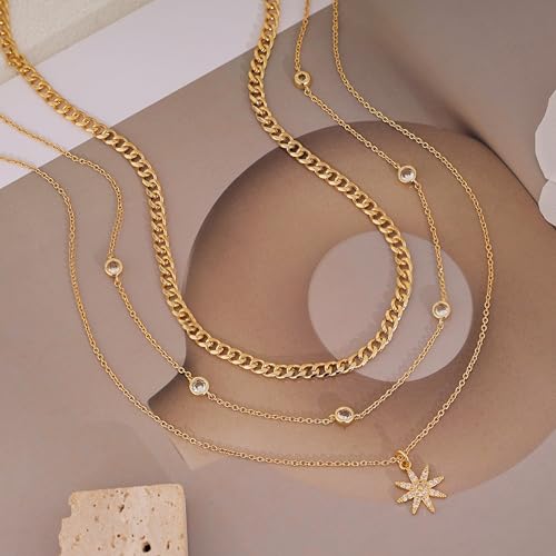 XIXINI Layered Necklaces for Women, Dainty Gold Necklace Stack 14k Gold Plated Layering Beads Choker Pendant Necklace Set Simple Statement Gold Necklaces for Women Trendy Fashion Gold Jewelry Sets - color: set4-Gold