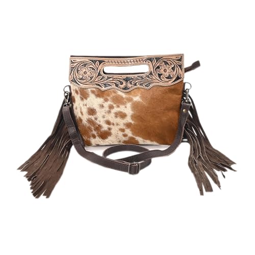 Merbaa Women Natural Cowhide Leather Crossbody Sling Bag With Adjustable Detachable Strap | Shoulder Bag | Handbag - color: Brown 1