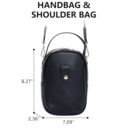 Vegan Leather Crossbody Bag for Women, Multi Compartment Lightweight Shoulder Purse, Casual Daily Crossbody Bag - color: Black