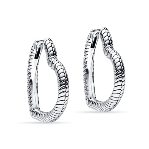 LeCalla 925 Sterling Silver Heart Hoop Earrings for Women | Love Theme Heart Shaped Hoop Earring | Womens Italian Love Heart Earrings Hoops - color: Antique Huggie Heart