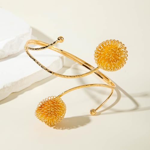 Golden Metal Starfish Seashell Upper Arm Bracelet Flower Charm Bohemia Bracelets for Women Beach Wedding Adjustable Open Cuff Bangle Coil Swirl Armband Party Jewelry - color: Style 06