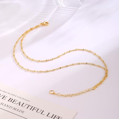MIDEEO Gold/Silver Ankle Bracelets for Women,14K Gold Anklets for Women Waterproof Cuban Link Heart Beads Herringbone Rhinestone Anklets Set Layered Anklet Bracelets for Women Gold Jewelry Gift - style: 2 Layers Anklet A-Gold