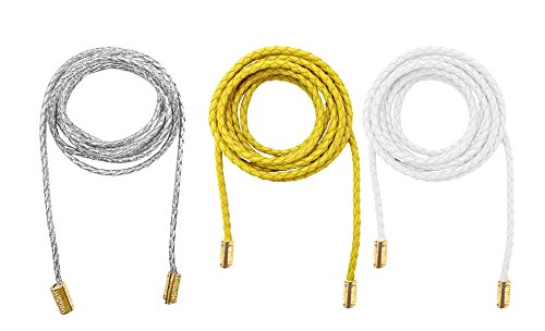 TeeYee Waist Belt Woven Knitted Rope/Chain PU leather 3 Pieces Tassel Rope Skinny Belt - color: 019whitesilveryellow