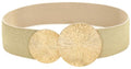Women Wide Stretchy Waist Belts Elastic Cinch Belt for Dresses - color: Bling Beige Band Gold Buckle, size: Fit Waist 26"-28"