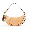 Straw Crossbody Bags for Women Crescent Woven Shoulder Handbag Summer Beach Hobo Purses with Adjustable Strap - color: Orange