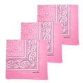 MDSTYLE 100% Cotton Bandana for Men & Women 22" x 22" Paisley Pattern Handkerchief Headband Scarf - color: Pink - 3 Pack
