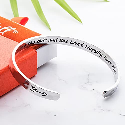 Carviell Bracelet - Gifts for Women – Inspirational, Friendship, Love, Mom, Daughter, Sister, Christian, Graduation, Memorial & Wedding Gifts – 100+ Phrases – Stainless Steel, Gift-Ready - style: BADASS Gift - A wise woman once said, fu.. this sh.., and s