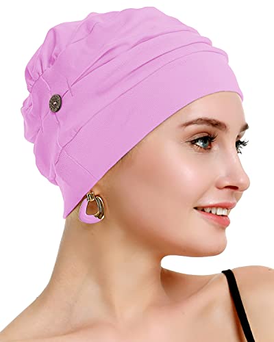 osvyo Cotton Chemo Turbans for Women Cancer Hairloss hat - Cotton Lightweight Headwear Sealed Packaging - color: Cotton Light Pink
