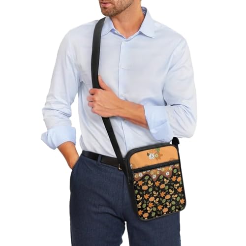 Womens Crossbody Bag Cell Phone Purse Wallet Small Shoulder Handbag for Workout Travel Gym - color: Maple Leaf Pumpkin