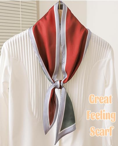 kcctoo 59" Mulberry Silk Like Head Scarf Women's Fashion Square Neck Satin Scarfs for Bag Hair Scarves Gift 59 * 5.9” - color: A004-purple Orange/59"x5.9"