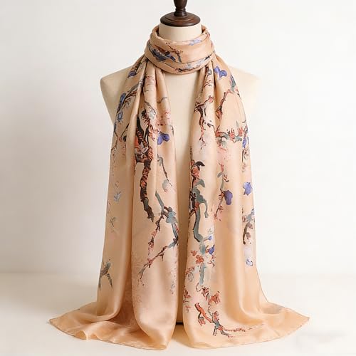 Silk Scarf Mulberry Silk Fashion Scarves Long Lightweight Shawl Wrap … - color: W46