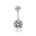 HQLA 14G Belly Button Rings Surgical Stainless Steel Round Cubic Zirconia Navel Barbell Stud Body Piercing - color: Clear