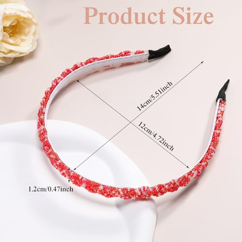 MTLEE 6 Pcs Beaded Headbands for Women Sparkly Crystal Non Slip Thin Beaded Hairbands for Women's Hair Colorful Fashion Handmade Gift Hair Hoop Accessories(Colorful) - color: Colorful
