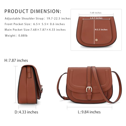 GOIACII Crossbody Bags for Women Saddle Purse Cute Shoulder Handbag Pebble Leather Brown - color: A01 Brown