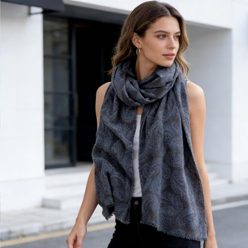 Women Paisley Soft Scarf Spring Thin Scarves Winter Western Scarves Shawl Fall Boho Scarf Wraps 25W with 75L in - color: Paisly-blue
