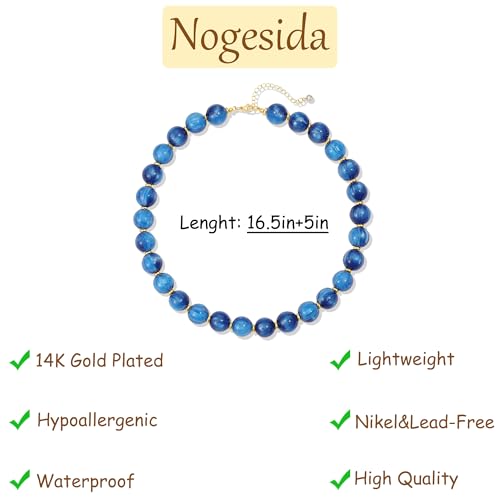 Colorful Beaded Necklace for Women Chunky Resin Beads Choker Necklaces Boho Statement Necklace Summer Vacation Y2K Jewelry - color: Blue