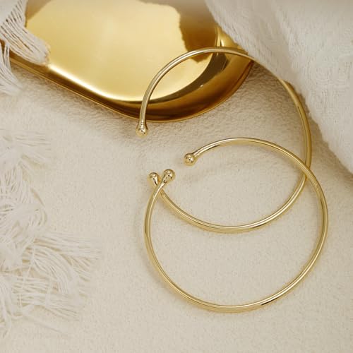 BOMAIL 2Pcs Gold Arm Cuff Bracelets Set for Women | Open Adjustable, large Upper Arm Bangles, Coil Swirl Armlet,Ren Faire Armband,Minimalist ,Goddess - style: A Style