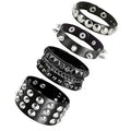 Handmade Black Leather Wrap Studded Bracelets for Women Men, 4Pcs Vintage Punk Wrist Cuff Bangle Wristband Emo Jewelry Gifts - style: Round Stud Style