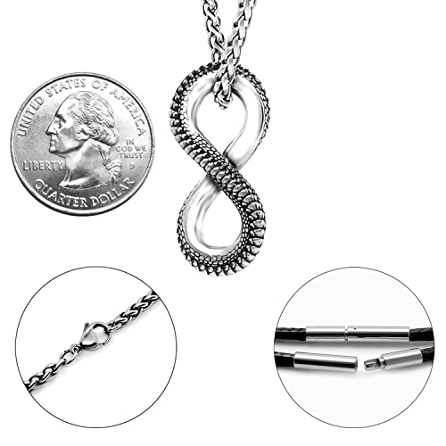 Infinity Necklace with Dragon Scales Design, Titanium Steel Pendant Gothic Punk Jewelry Gift for Him Men Women