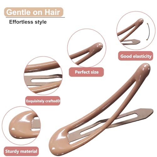 20PCS Small Metal Barrettes for Women - Snap Hair Clips for Thin & Thick Hair, 1.97 Inch No Slip Hair Clips (White Black Beige Brown Coffee)