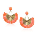Anmpab Straw Fan Bohemian Tassel Earrings for Women Trendy Colorful Fringe Summer Beach Statement Earrings - color: Orange