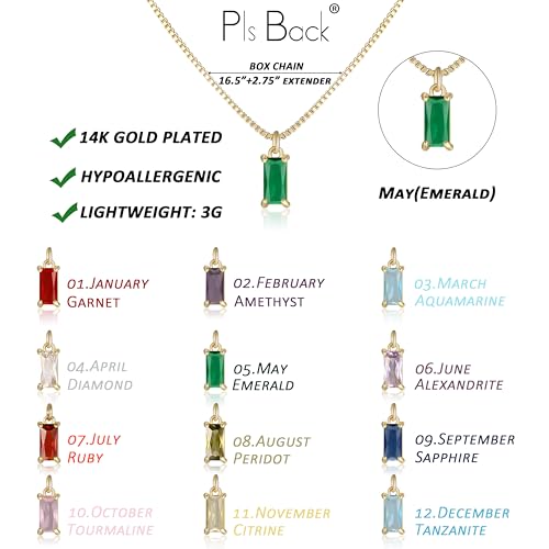 Dainty Gold Charm Necklaces for Women Non Tarnish, 14K Trendy Blue Green Cubic Zirconia Emerald Pendant Birthstone Necklaces Birthday Gifts for Women Waterproof Jewelry - color: 04-April(Diamond)