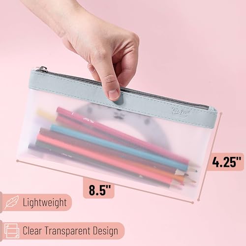 Mr. Pen- Clear Pencil Pouch, 8.50"x4.25", 3 Pack, Durable TPU Material | Medium Water-Resistant Pencil Bags with Smooth Zipper, Multipurpose Clear Pouch for Stationery, School, Office - color: Earth Tone, size: 3 Pack, Medium