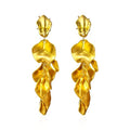 Long Acrylic Rose Petal Earrings Dangle Exaggerated Flower Earrings Drop Statement Floral Tassel Earrings for Women - color: Gold