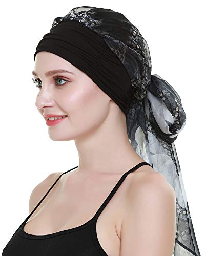 Chemo Headwear Turbans for Women Long Hair Head Scarf Headwraps Cancer Hats - color: Flower Star