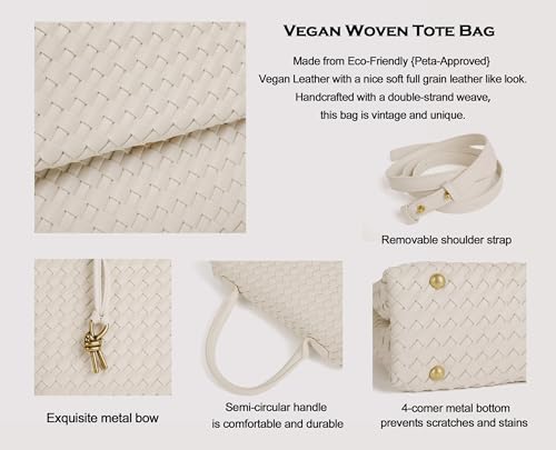Woven Crossbody Bag for Women, Top Handle Satchel Purse Shoulder Handbag, Woven Handbag - color: White